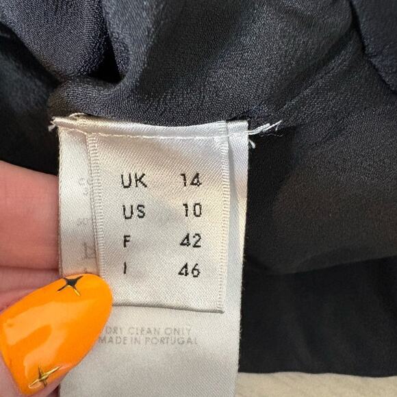 Victoria Beckham Asymmetric Pleated Tiered Crepe Shift Dress Black Size 10 - Picture 9 of 10